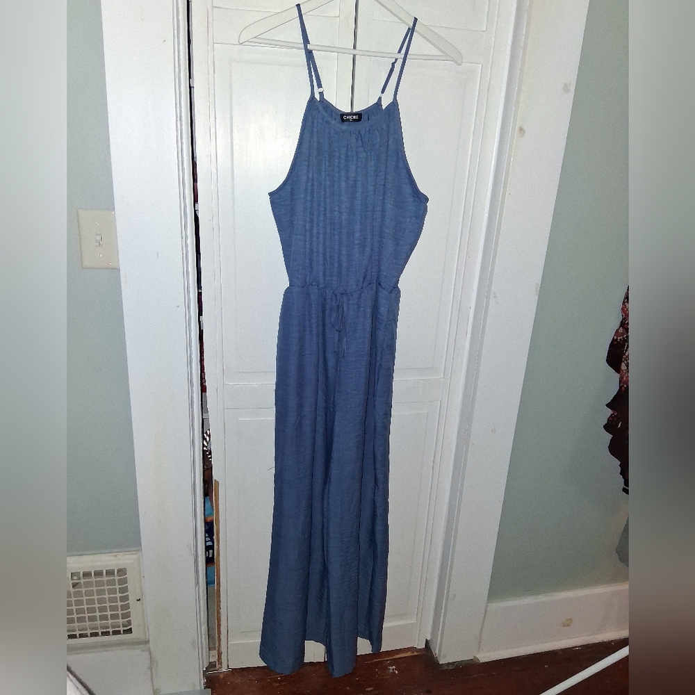 ChicMe Blue Denim Sleeveless Jumpsuit